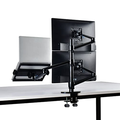 Monitor Stand Monitor and Laptop Mount, Gas Spring Monitor Stand Fit Two 17-32" Flat Curved Screens and 12-17" Laptop with C Clamp, Grommet Mounting Base Tv Stands