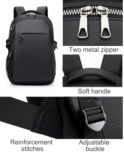 JiaYou Laptop Backpack for Men and Women 14 Inch Water Resistant Business Travel Daypack with USB Charging Port(Black,14 Liters) - color: Black