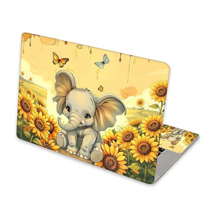 Universal Laptop Skin Sticker for 12/13/14/15.6 Inch Laptops, Reusable Vinyl Laptop Decal Cover, Waterproof Scratch Resistant Notebook Skin with 2 Wrist Pads,Cute Elephant - color: Cute Elephant