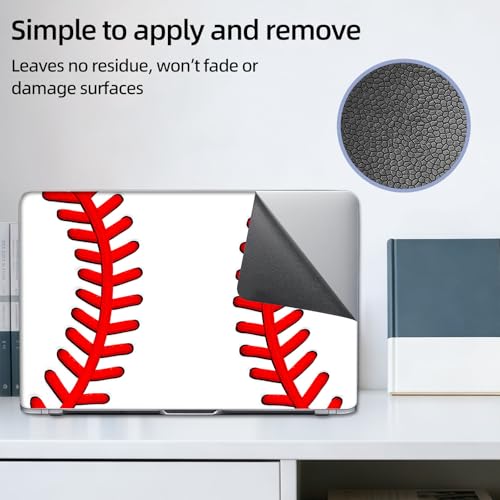 Aesthetic Laptop Skin Sticker, Red Baseball Stitches Waterproof Vinyl Laptop Decal, Removable Bubble Free, Reusable Protective Cover for 13 14 15 15.6 Inch - color: Red Baseball Stitches