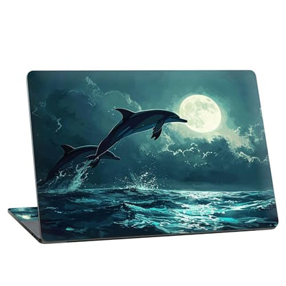 Universal Laptop Skin Sticker with 2 Wrist Pad Skins, Waterproof Scratch Resistant Vinyl Laptop Cover Decal, Cut to Fit for 11–15.6 Inch MacBook HP Dell Lenovo, Dolphins - color: Dolphin