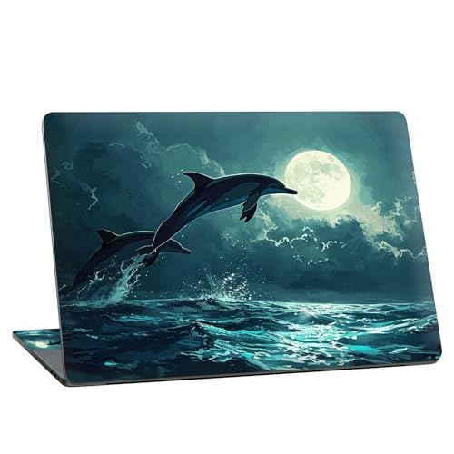 Universal Laptop Skin Sticker with 2 Wrist Pad Skins, Waterproof Scratch Resistant Vinyl Laptop Cover Decal, Cut to Fit for 11–15.6 Inch MacBook HP Dell Lenovo, Dolphins - color: Dolphin