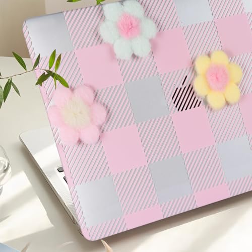 DTangLsm for MacBook Air 13 inch Case 2022 2021-2018 A2337 M1 A2179 A1932, MacBook Air M1 Case, Gingham Plush Plastic Hard Shell Cover for Mac Book Air 13.3 inch + Keyboard Cover, Pink Checkerboard - color: #2 Pink Checkerboard