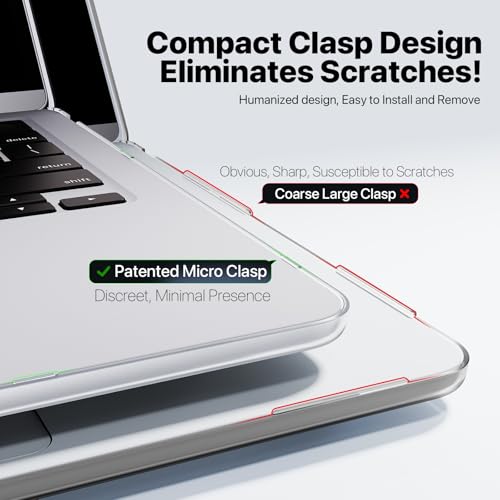 Macaset for MacBook Air 13 inch Case | M5 M4 M3 M2 | 2026–2022 | Precision Fit | Original-Color Match | Durable Hard Shell | Micro-Clip Closure | Scratch & Fingerprint Resistant - color: Frosted Clear