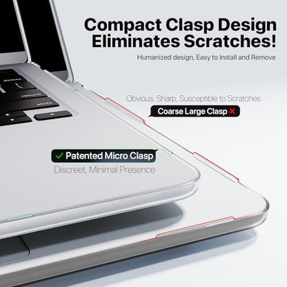 Macaset for MacBook Air 13 inch Case | M5 M4 M3 M2 | 2026–2022 | Precision Fit | Original-Color Match | Durable Hard Shell | Micro-Clip Closure | Scratch & Fingerprint Resistant - color: Frosted Clear