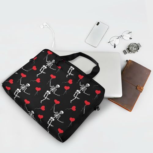 Romantic Skull Gothic Halloween Skeleton Laptop Bag Case 13 14 15.6 inch Laptop Messenger Bag Crossbody Briefcase for Men Women with Shoulder Strap Handle
