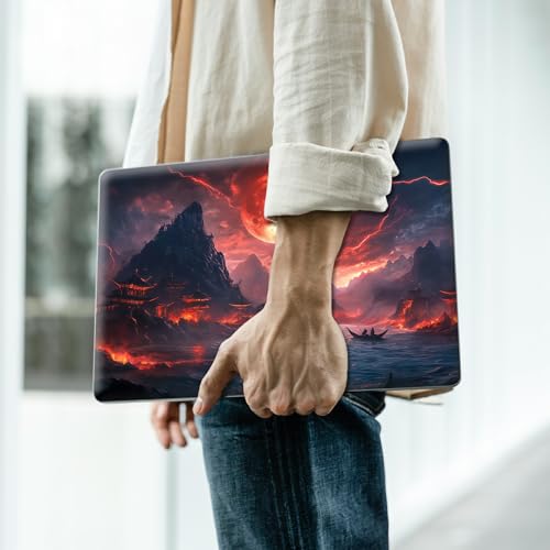 Reusable Universal Laptop Skin Sticker, Cut to Fit for 11.6–15.6 Inch Laptops, Waterproof Protective Film, No-Residue - Crimson Moon - color: Crimson Moon