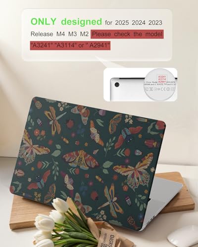 iCasso for M5 MacBook Air 15 inch Case 2026 2025-2023 M4 M3 M2 Model A3448 A3241 A3114 A2941,Slim Protective Pattern Hard Shell Case for Mac Air 15.3", Keyboard Cover + Screen Flim,Green Butterflies - color: Green Butterfly
