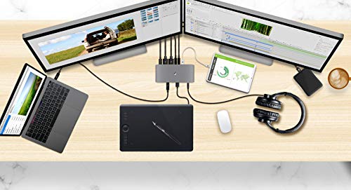 IOGEAR 9 Port Thunderbolt 3 Hub - 4K Dual Display 60Hz - 2 Displayport 1.2-60W Charging for Laptop - 40Gbps Speeds - Integrated Ethernet - 3.5mm Audio - GTD737 | 40gbps Thunderbolt, Gigabit Ethernet, 3x USB-a, 2x USB-C, 3.5mm - style: Quantum Dual Mode