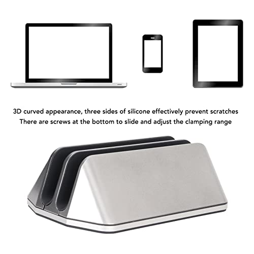 Dual Laptop Stand Vertical, 2 Slot Vertical Laptop Stand, Aluminum y Range with Screws, 3D Curved Appearance Laptop Holder Desk for Laptop Tablet Book Storage,