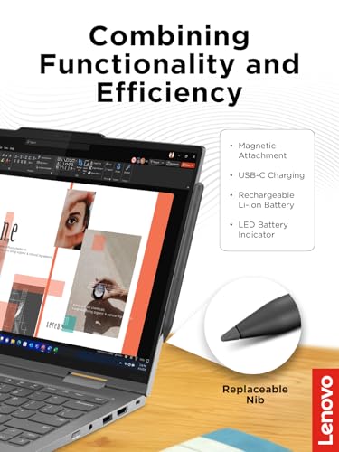 Lenovo Yoga Pen, Rechargeable Stylus for Lenovo Yoga, ThinkPad, ThinkBook, and Chrome, USB-C Charging, Magnetic Attachment, Replaceable Nib, Multi-Protocol Support, Smooth Writing Experience - color: Luna Grey