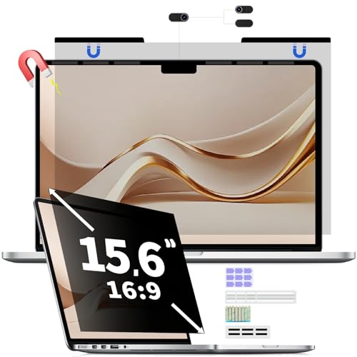Magnetic Laptop Privacy Screen for 15.6 Inch 16:9, Removable Computer Screen Privacy Shield 15.6" Aspect Privacy Filter Screen Protector for with Lenovo Hp Dell Acer Asus Thinkpad Envy