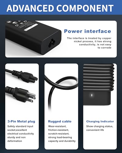 65W USB C AC Adapter Laptop Charger Compatible with Dell Latitude 3450 5520 7420 5420 5550 5450 5440 5430 5540 5530 7440 Inspiron 14 16 XPS 13 Chromebook 3100 Computer Power Cord - color: Black 65w