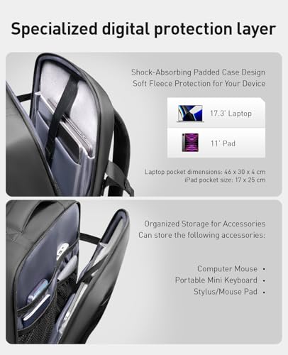 Muzee MARK RYDEN Expandable Travel Backpack 42L, TSA-Approved Anti-Theft Backpack with USB Charging Port, Business Laptop Backpack for Men Fits 17-inch Laptop, Water-Resistant Carry-on Luggage
