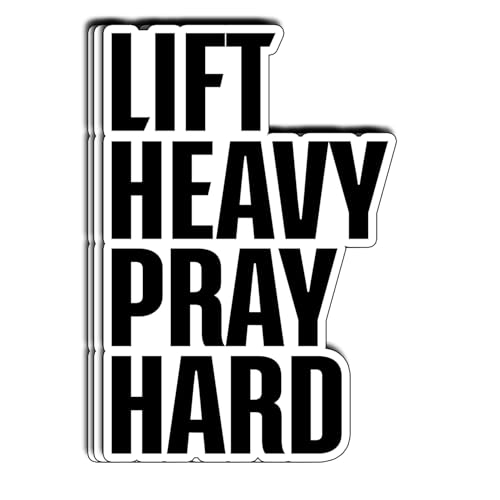 (3Pcs) Lift Heavy Pray Hard Sticker Christian Fitness Gym Faith Workout Aesthetic Waterproof Stickers for Water Bottle Laptop Tumbler Bible Journal Gym Bag Gifts for Men Women Size 2" x 3" - color: Lift Heavy Pray Hard