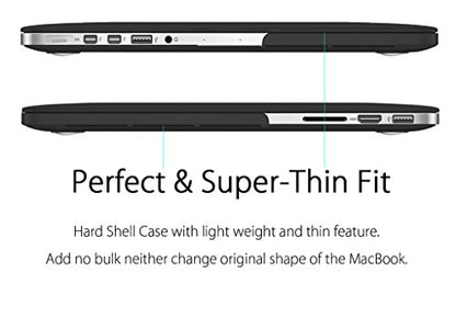 UESWILL Matte Hard Shell Case Cover Compatible with MacBook Pro (Retina, 13 inch, Early 2015/2014/2013/Late 2012), Model A1502/A1425, No CD-ROM, No USB-C, Black - color: Black, size: MacBook Pro 13" Retina A1502/A1425