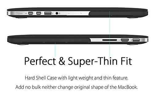 UESWILL Matte Hard Shell Case Cover Compatible with MacBook Pro (Retina, 13 inch, Early 2015/2014/2013/Late 2012), Model A1502/A1425, No CD-ROM, No USB-C, Black - color: Black, size: MacBook Pro 13" Retina A1502/A1425