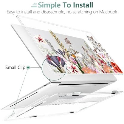 Batianda Cute Whimsical Wildflower Case for Dell XPS 13 Laptop 2024 2025 | Fits Model 9340/9345/9350 13.4" Display, Lightweight Slim Hard Shell Protection for Women and Garden Lovers - color: Flower field