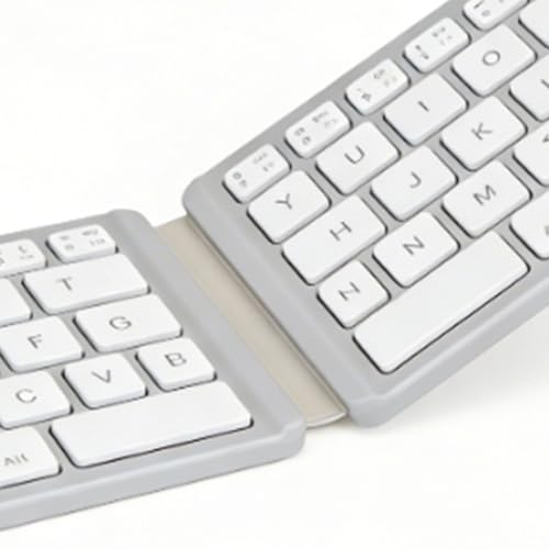 LICAEVEY Foldable Bluetooth Keyboard, Slim Portable Wireless Dual Mode with Silent Operation and Soft Keystrokes, for Smartphones Tablets Laptops Desktop Travel Outdoor Work (White)