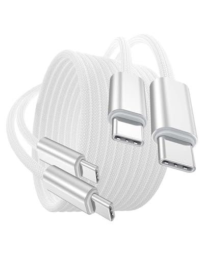 240W USB C to C Charging Cable 6FT 2-Pack for Apple Charger, Type C Charge Fast Charging Cable Braided 2M, PD3.1 Woven USBC Cable for iPhone 17/16/15,Samsung,MacBook Neo Pro/Air,CarPlay,Android Auto - color: Silvery, size: 6FT