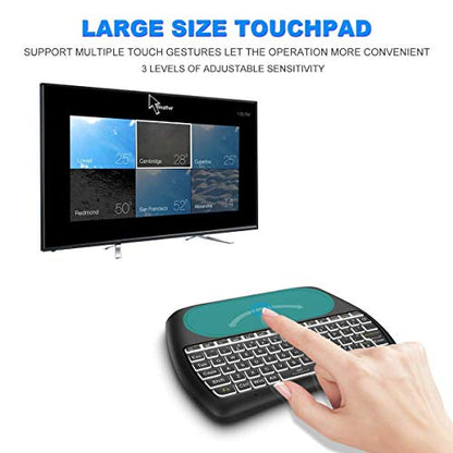 D8 Mini Bluetooth Keyboard, Rechargeable Wireless with Touchpad, Backlit Handheld Small Remote Keyboard, 2.4G WiFi/BT4.2 Dual Mode for PC, TV Box, iOS, Android, Window, Mac OS