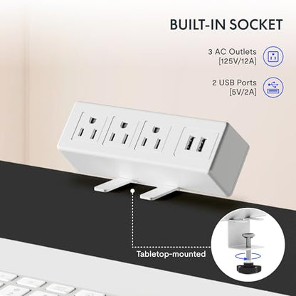 FLEXISPOT EN2 48"x30" Whole-Piece Standing Desk with Power Strip, Black | Whole-Piece Desktop, Easy-Access Clamp Power Strip, Organized Cable Management, Modern Home Office Setup - color: Black Top + White Frame, size: 48x30"