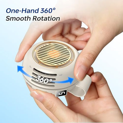Mini Clip-On Personal Fan, 360° Rotation, LED Speed Display, Quiet Operation, 5 Adjustable Speeds from Gentle Breeze to Strong Airflow, Ultra Light Portable Fan for Stroller Travel Office Gift - color: white