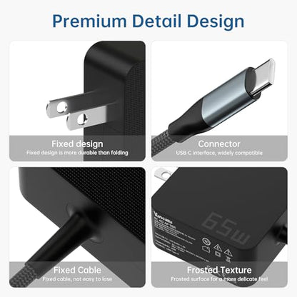 65W USB C Laptop Charger | Fast Charging USB-C Power Adapter Compatible with Lenovo, ASUS, Samsung Galaxy Type C Fast Charger with PD Technology | Ideal Computer Charger for Home, Office & Travel
