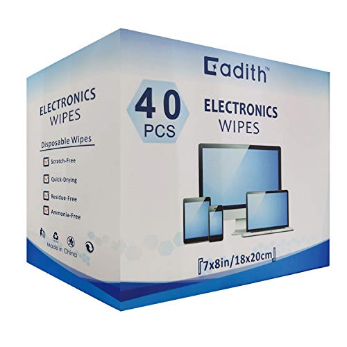 Screen Cleaner Cadith Electronic Wipes - Safely Clean Your Computer, Laptop, TV, Phone, and Tablet Screens - All Electronic Equipment - 8x7 Inches Screen Wipes(40PCS)