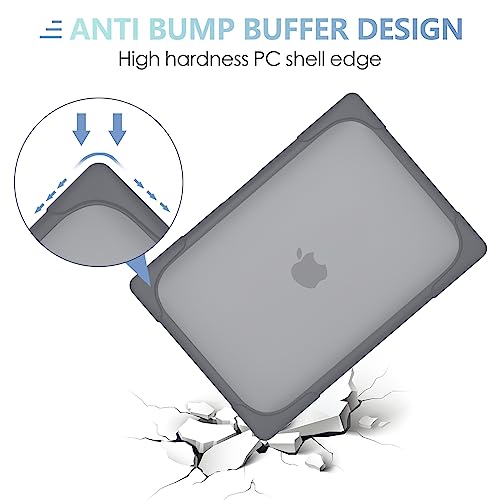 MEEgoodo Case for MacBook Air 15 inch 2026 2025 2024 2023, Case Fit Model (A3448/A3241/A3114/A2941) with M5/M4/M3/M2 Chip, Laptop Hard Shell with Heavy Duty Rugged Shockproof, Grey - color: Grey