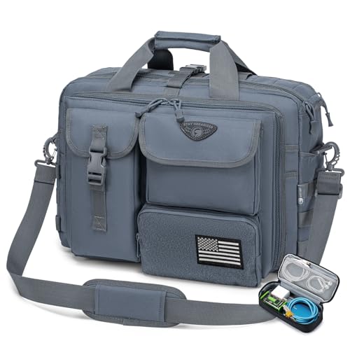 Stypos Tactical Messenger Bag,14inch/15.6inch/17.3inch Briefcase for Man Military Laptop Bag, Flight Work Bags for Pilots - color: Grey, size: 14inch Medium