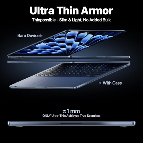 Soonjet for MacBook Air 15 inch Case M5 M4 M3 M2 2026-2023 Laptop Cover | Crystal Clear Midnight Blue, Color Match, Protective Hard Shell, Ultra Thin & Light, Anti Crack, Non Slip, Snap on Plastic - color: Crystal Midnight