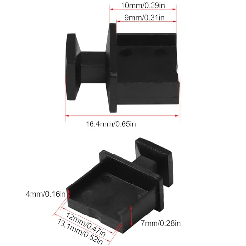 16PCS Dustproof Cover USB Port Dust Plug with Handle PE Heat Resistant Material Dust Cap Female Port Dust Protector Black