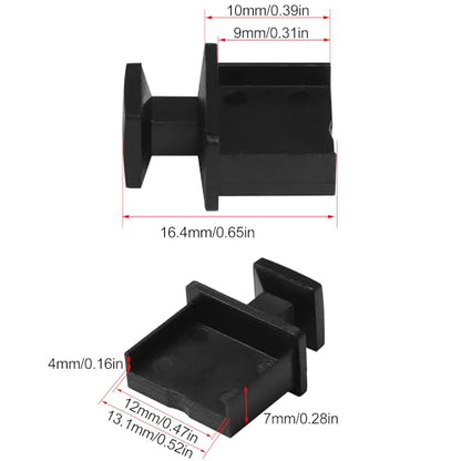 16PCS Dustproof Cover USB Port Dust Plug with Handle PE Heat Resistant Material Dust Cap Female Port Dust Protector Black