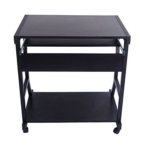 Fixed Height Mobile Computer Desk - Rolling Laptop Stand Cart, Small Standing Portable Overbed Bedside Desk - color: D
