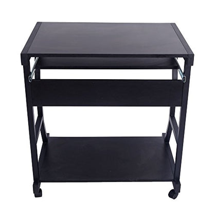 Fixed Height Mobile Computer Desk - Rolling Laptop Stand Cart, Small Standing Portable Overbed Bedside Desk - color: D