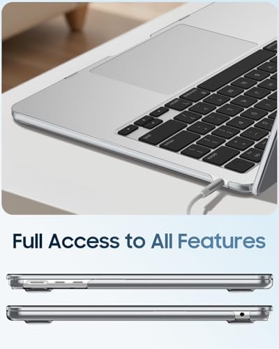 Fintie Case for MacBook Air 13 inch A3449/A3240/A3113/A2681 2022-2026 | M2/M3/M4/M5, Snap On Hard Shell, Full Port Access, Easy On/Off, Lightweight, Frost Clear - color: Glittering Clear