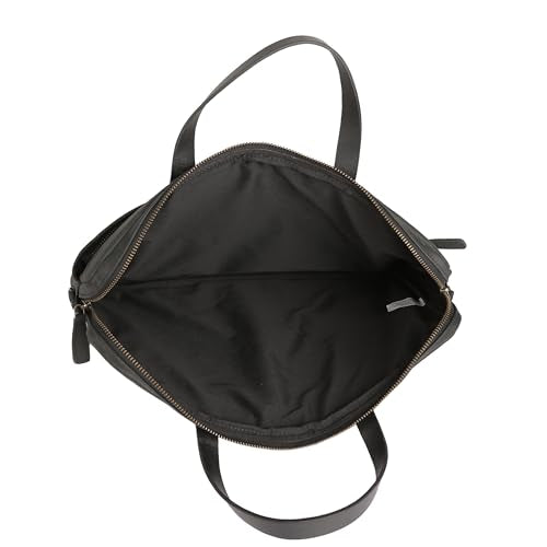 KomalC Leather Laptop Sleeve 15.5" with Trolley Strap, Fits up to 16" Laptop, Slim Office Bag with Shoulder Strap - color: Black