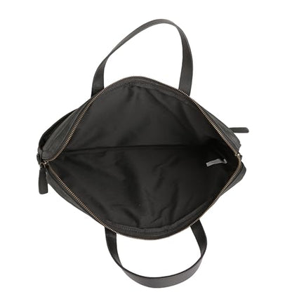 KomalC Leather Laptop Sleeve 15.5" with Trolley Strap, Fits up to 16" Laptop, Slim Office Bag with Shoulder Strap - color: Black