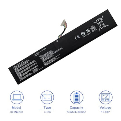 JOTACT C41N2208 74Wh Laptop Battery Compatible with ASUS ROG Ally RC71L PC71L NR2301L (2023) Gaming Handheld Series RC71L-NH001W RC71L-NH002W RC71L-NH005W RC71L-NH019W 15.48V - size: 11.80*3.15* 1.18 inch C41N2208