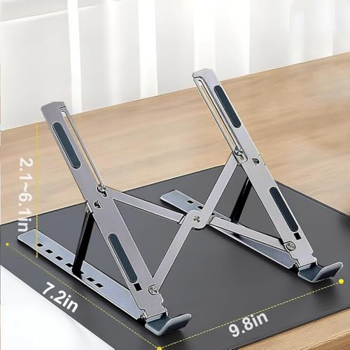 1 Piece Laptop Stand,Foldable Adjustable Laptop Riser,Portable Desktop Holder,White