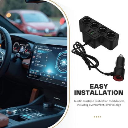 Mobestech Fast Charging Car Adapter with USB C Port and Pd 4-Port Vehicle Power Splitter for Phones and Multiple Devices Compact Car Charger