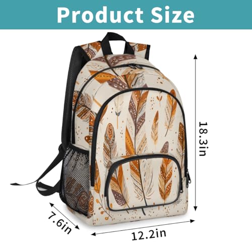 Bohemian Ethnic Feather Large Backpack for Women and Men Waterproof Travel Laptop Backpack Lightweight Business Work Daypack Fits 17 Inch Computer - color: Multicolor 3