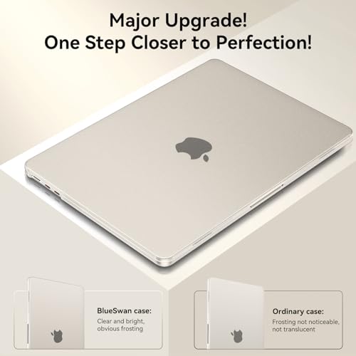 BlueSwan for MacBook Air 13 inch Case, M5 M4 M3 M2 2026-2022 Laptop Cover | 100% Match Official Color, Matte Grippy Texture, Scratch Resistant, Easy to Snap on, Air 13.6 Protective Hard Shell - color: Starlight Clear