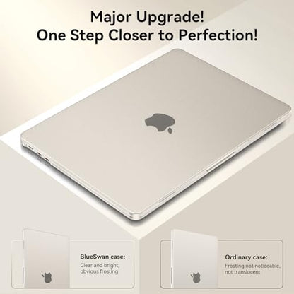 BlueSwan for MacBook Air 13 inch Case, M5 M4 M3 M2 2026-2022 Laptop Cover | 100% Match Official Color, Matte Grippy Texture, Scratch Resistant, Easy to Snap on, Air 13.6 Protective Hard Shell - color: Starlight Clear