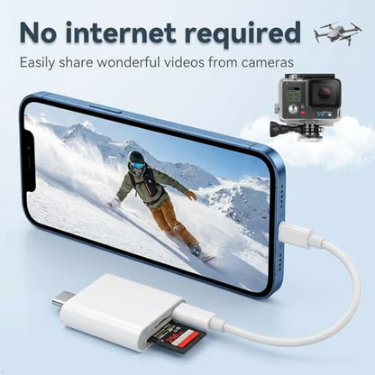USB-C SD Card Reader, Dual-Slot for SD and MicroSD Cards, Type C Memory Card Adapter, Plug and Play, Compatible with iPhone 15/16/17, iPad, Laptop
