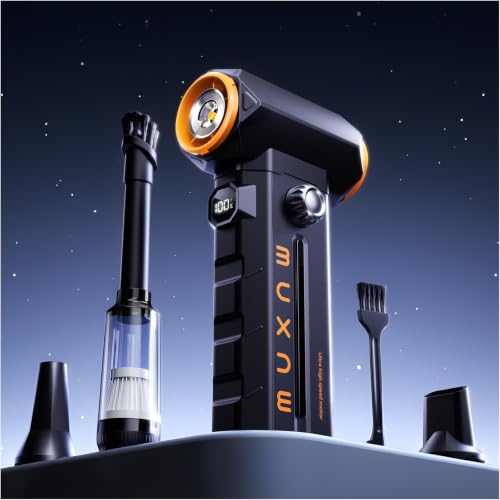 MUXNW 2-in-1 Air Duster & Vacuum, 130000 RPM | 8000mAh USB-C, 100-speed, blower/vacuum for PC, keyboard, car, home. Cordless mini 2-in-1 - color: Black