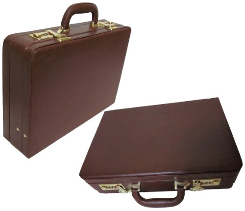 Amerilether Large Expandable Faux Leather Attachè Case (#2894-89) - color: Brown