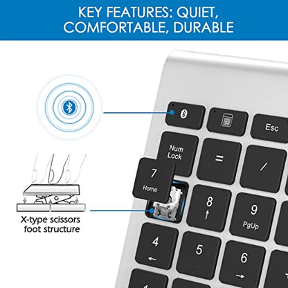 Foloda Number Pad for Laptop, Wireless Bluetooth Number Numeric Keypad Numpad, 10 Keys Numberpad Keyboard Computer Accessories for Laptop PC Notebook (NO Receiver) - color: SilverBlack