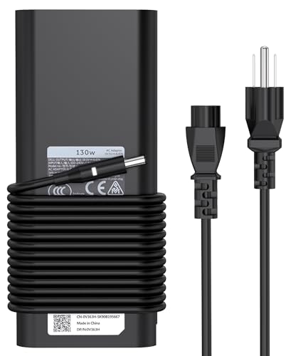 New 130W 4.5mm AC Adapter Laptop Charger Replacement for Dell XPS 15 7590 9530 9550 9560 9570 Precision 5510 5520 5530 5540 M2800 M3800 P/N HA130PM130 0V363H DA130PM130 06TTY6 0RN7NW Power Supply Cord - color: black2